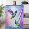 BlessLiving 3D Birds Mandala Flannel Throw Blanket Purple Background Colorful Animal Bohemia Blanket For Bedroom Sofa Bed Decor 1