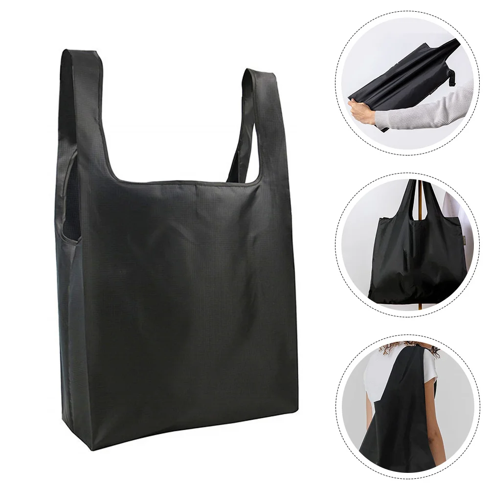 

Shopping Grocery Totereusable Washable Large Supermarket Canvas Folding Gift Fold Nylon Storage Kitchen Portable Black Foldable