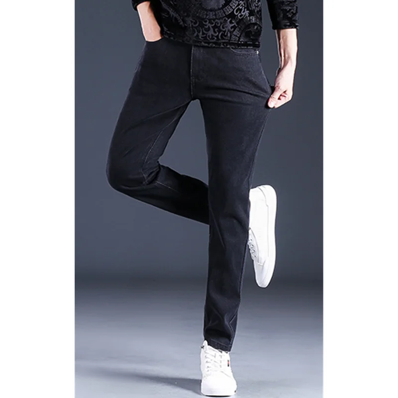 Men Clothing Autumn New Pattern Smoky Grey Self-cultivation Crus Pedis Straight Cylinder Trousers Casual Stretch Jeans Female