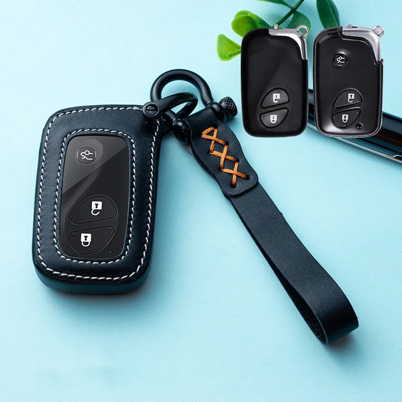

Echt Leer Slimme Auto Key Case Cover Fob Voor Lexus ES250 RX270 RX350 GX460 Auto Styling Sleutelhanger Ring Accessoires