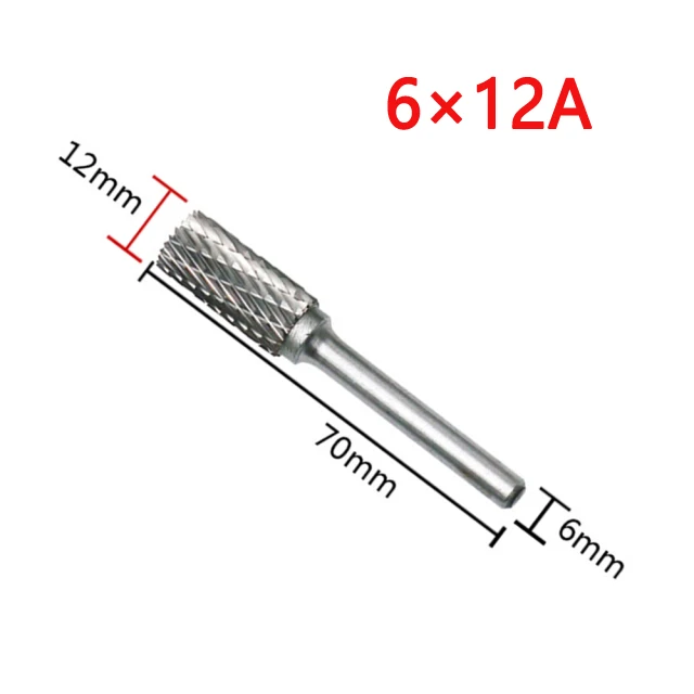

5 Style 1pc 6x12mm Rotary Burrs Replacement Tungsten Carbide Burrs Rotary Drill Grinder Carving Bit Double Grain Cut Tools Parts