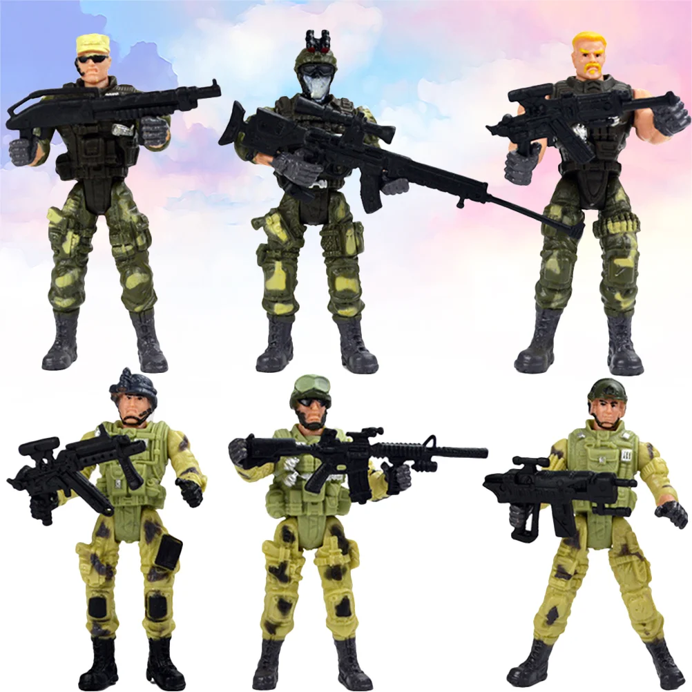 

Forces Action Figure: 6pcs Soldiers Action Figures Playset Team Action Figures with Gear Basket Filler
