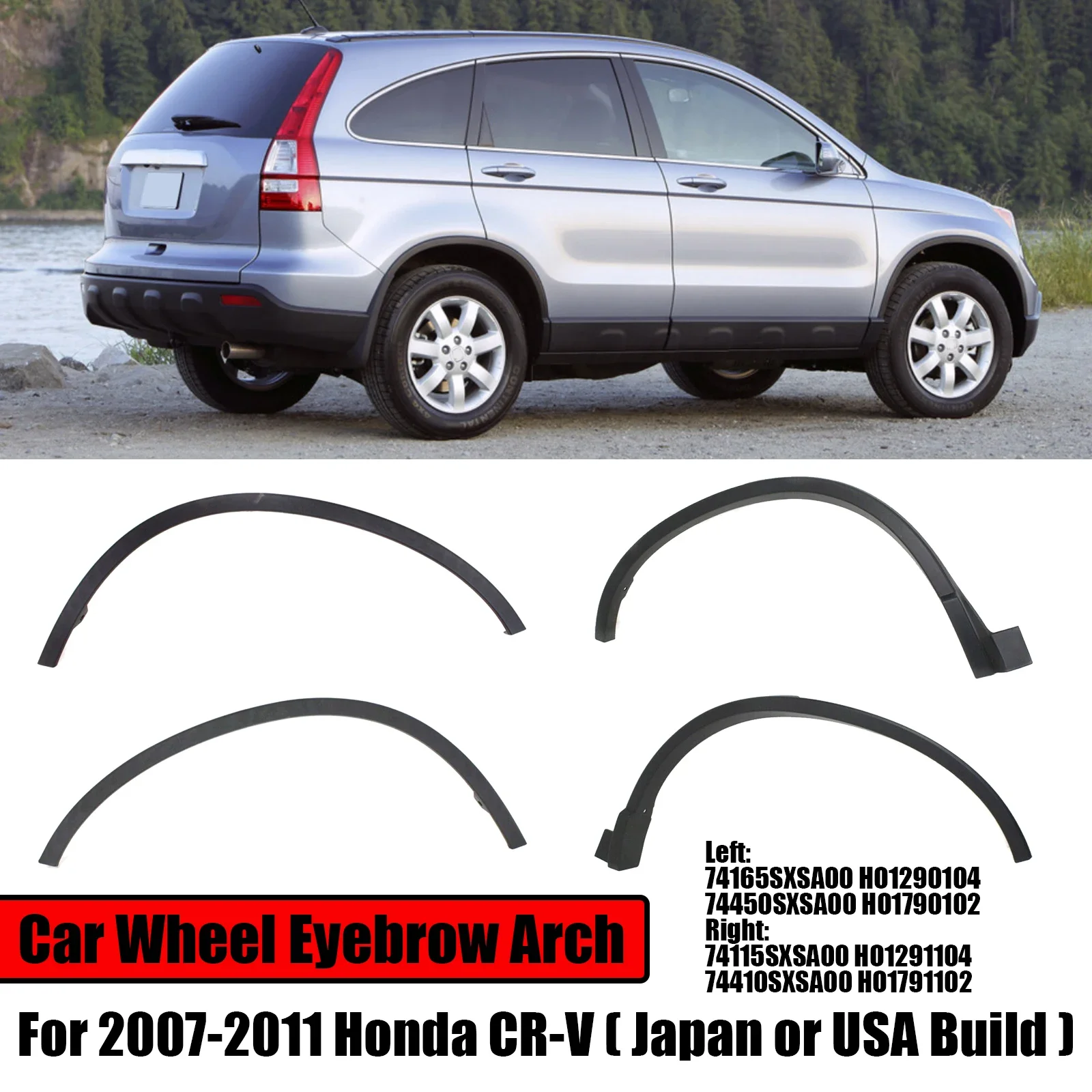

Для Honda CR-V 2007-2011 годов, Япония или США, встроенные автомобильные колеса, расширители крыльев, отделка арки бровей, грунтое молдинг, брызговик, ABS, передняя и задняя часть