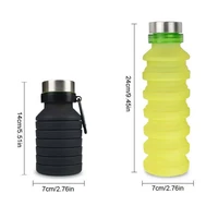 500ml fold water bottle portable silicone outdoor retractable folding cup with lid fold cooking utensils camping accessories