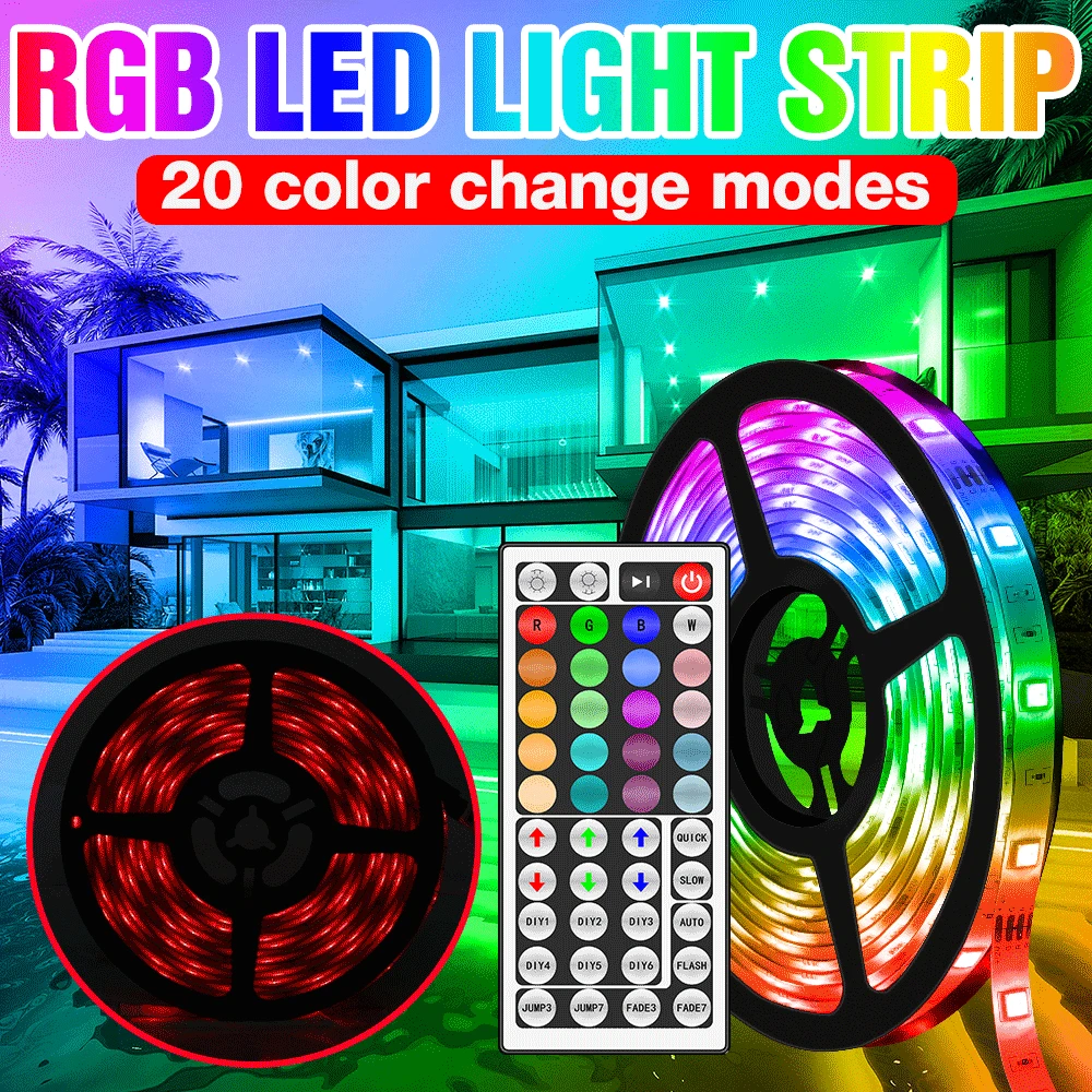

Flexible Led Tape RGB Strip Lights Led Diode Ribbon Night Lamp Christmas Light Neon Lamp TV Desktop Screen BackLight Party Decor