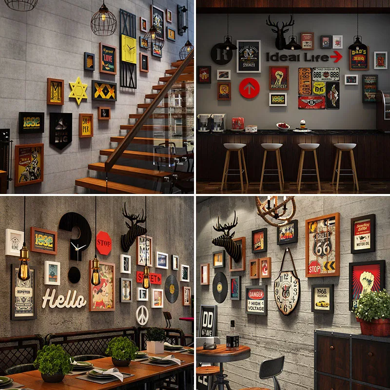 

Retro staircase, industrial wind wall decoration, barbecue restaurant, creative personality pendant, coffee restaurant,