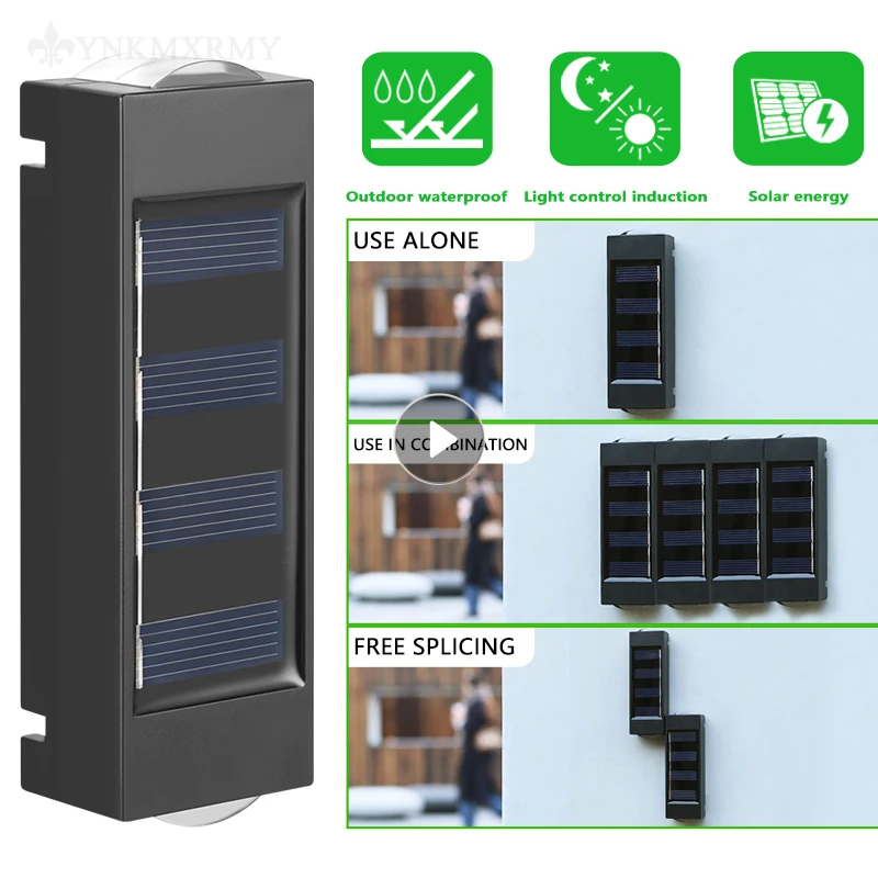 

Светодиодная настенная лампа на солнечной батарее, уличный водонепроницаемый садовый светильник из алюминия для спальни, гостиной, лестни...