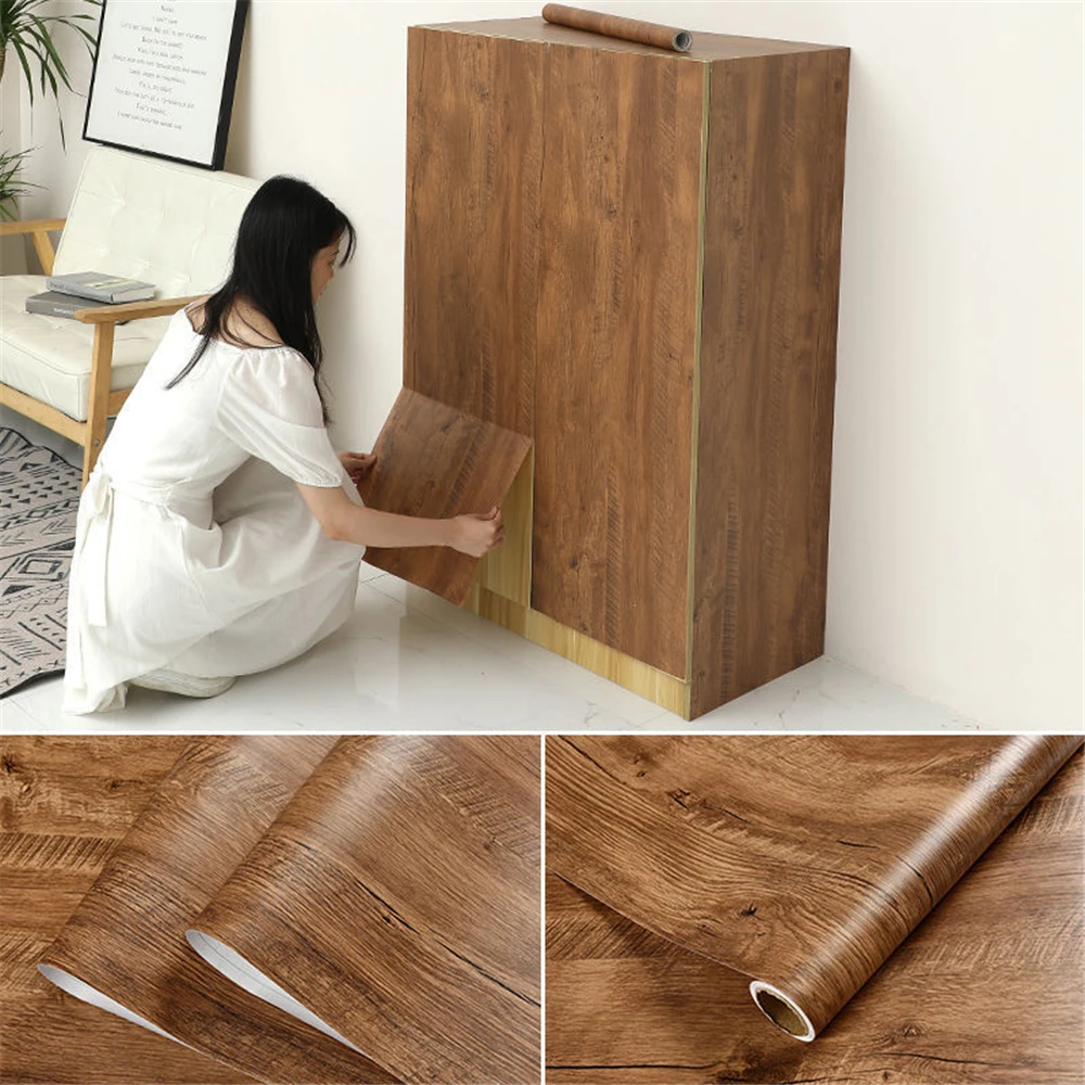 

Wood Grain Wallpaper Waterproof Self Adhesive Removable Contact Paper Plank for Countertop Vinyl for Furniture Renovation Modern