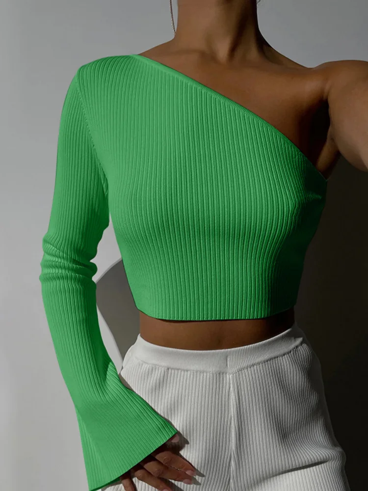 

Y2K T Shirt Fashion Woman Clothes Crop Top 2023 Spring Summer One Shoulder Diagonal Collar Backless Christmas Party Club Tees