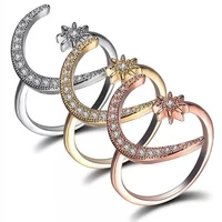 new fashion moon star open adjustable rings cocktail party ring open finger rings for women adjustable silver color wedding ring