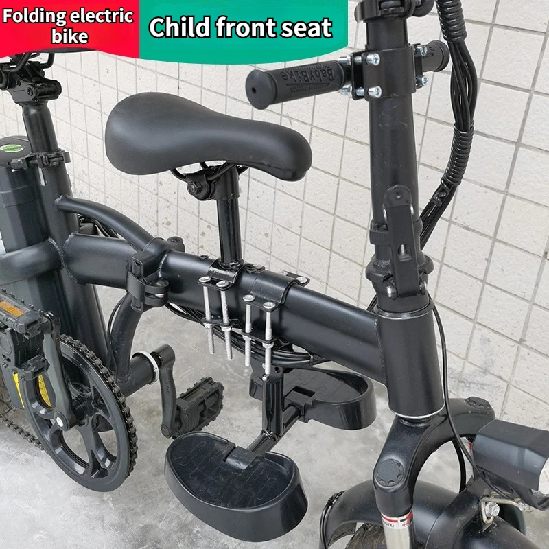 

Suitable for Folding Electric Bicycle Child Seat Bicycle Front Safety Seat with Pedal and Armrest Bike Saddle