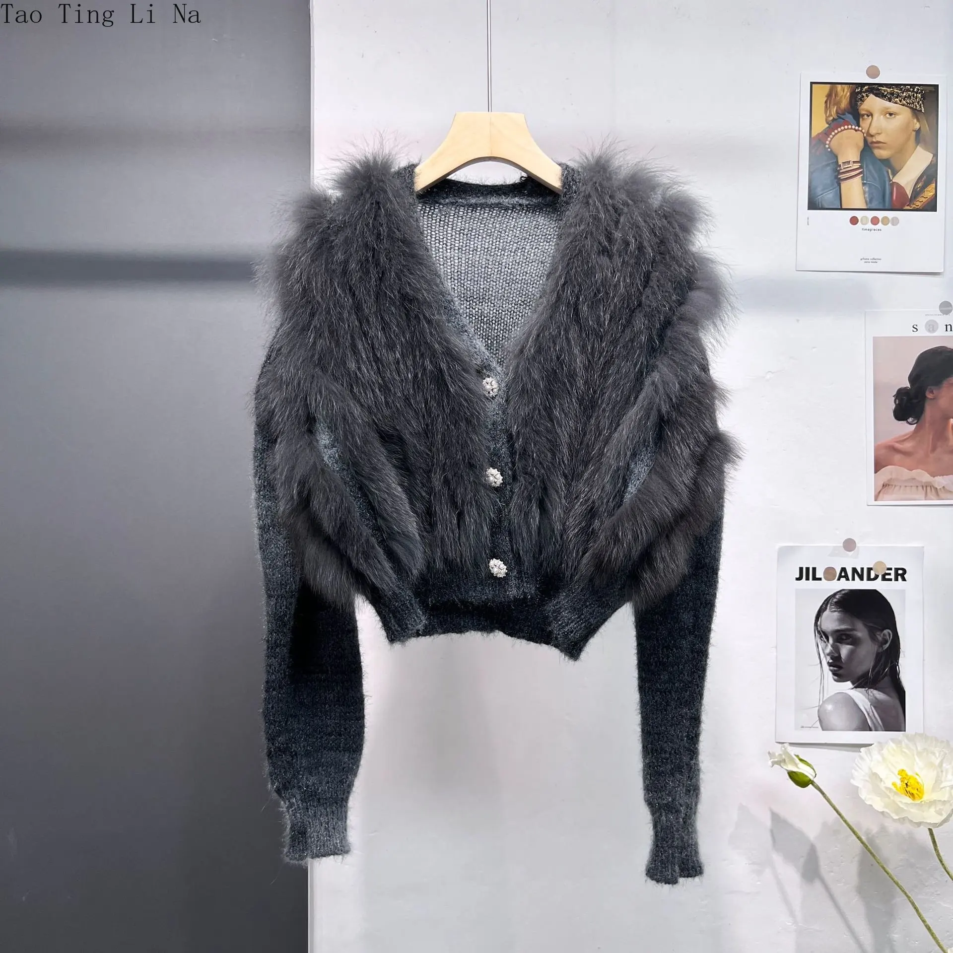2023 Spring New Fox Fur Sweater Women Short Cardigan Coat H1 enlarge