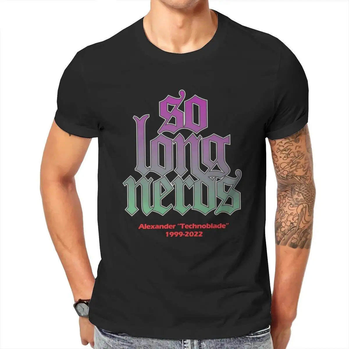 So Long Nerds T-Shirts Men Technoblade Miss You Funny Cotton Tees Crewneck Short Sleeve T Shirts Big Size Tops