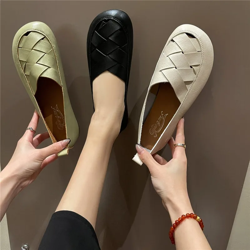 

Женские туфли на плоской подошве COOTELILI, черные повседневные туфли на плоской подошве с круглым носком, без застежки, размер 35-40, для весны и лета, 2022