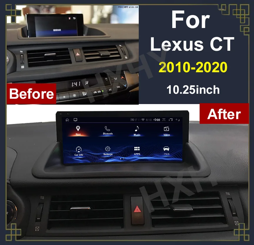 Android 13 8 + 128G беспроводной автомобильный DVD-плеер Carplay для Lexus CT CT200 CT200h 2010-2020