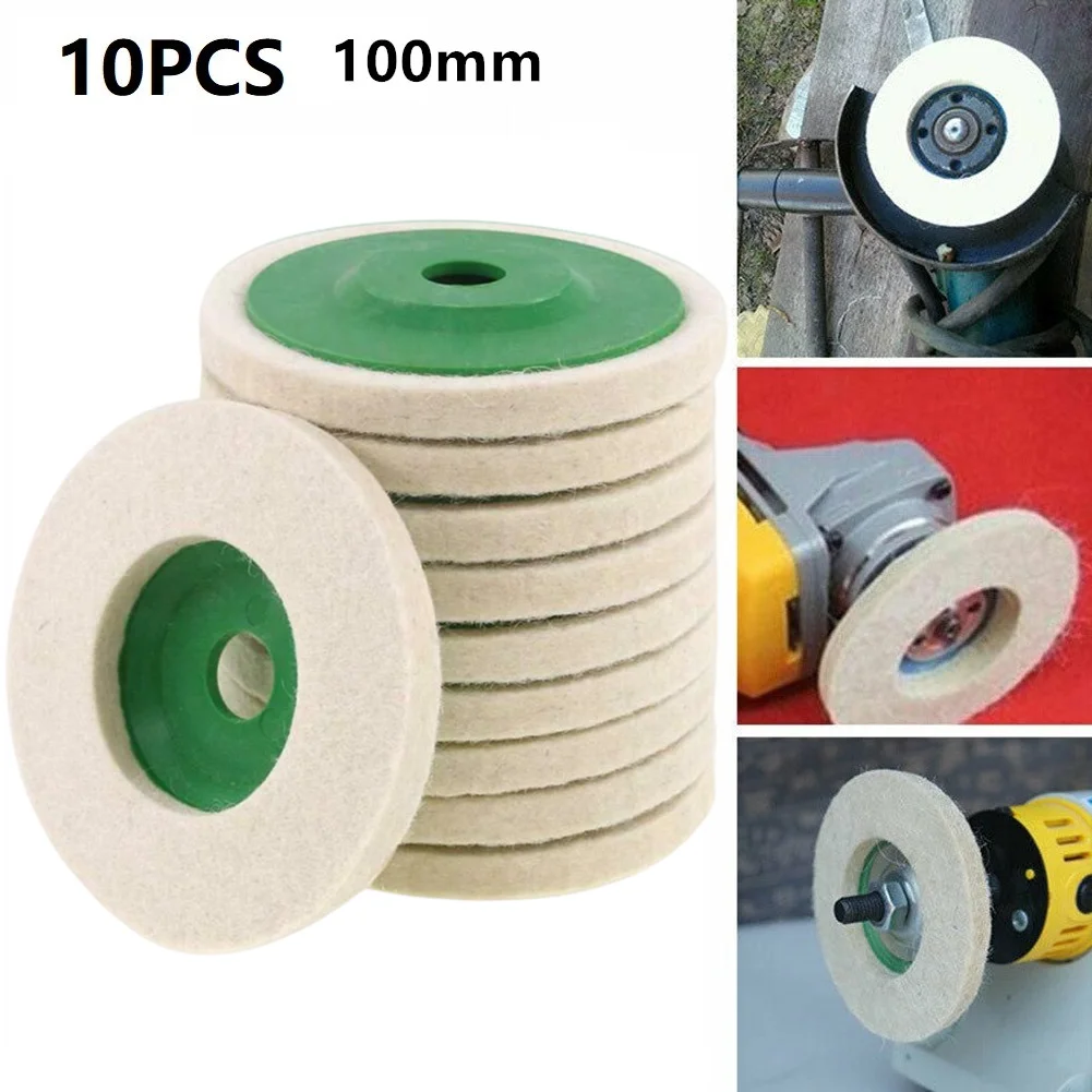 

3/10pcs100mm For Grinding Pad Metal Glass Ceramics Felt Grinder Wheel Polishing Wheel Marble Buffing Angle Polishing Wheels Wool