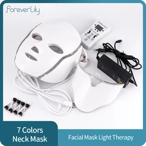 Светодиодный маска для лица Красота омоложения кожи Фотон светильник 7 цветов Маска для лица с шеи морщин акне затянуть средство для ухода за кожей
