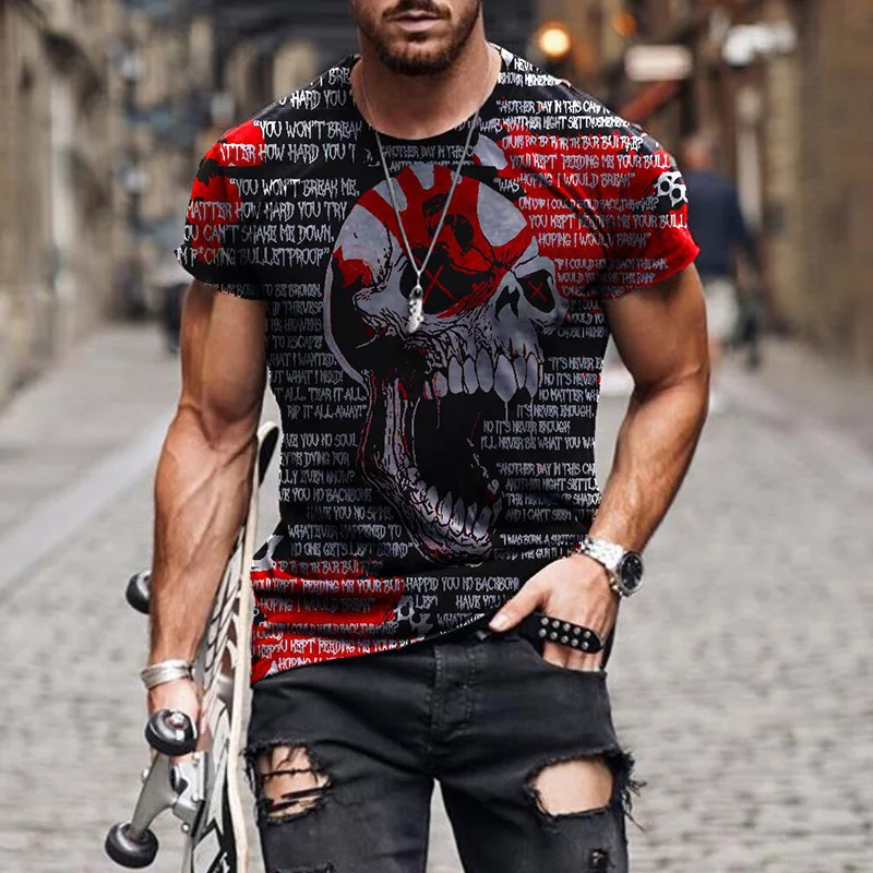 

Personality imprint 3d male T-shirt Standard skull for Demon Man Handsome streetwear