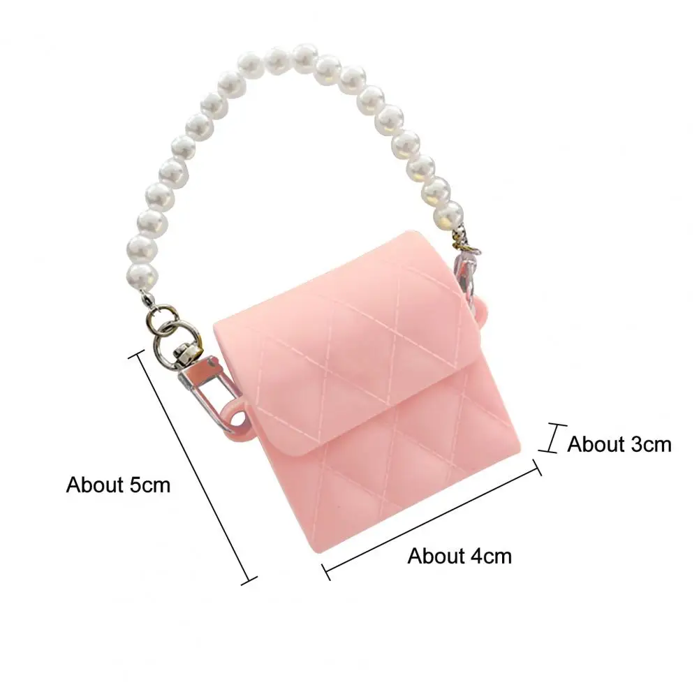 Headphone Protective Case Anti-Lost Soft Silicone Luxury Brand Women's Bag Headphone Cover With Faux Pearl Chain Universal images - 6