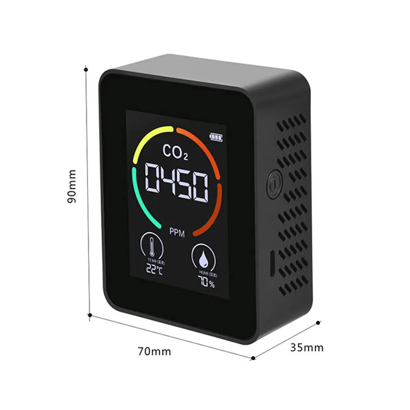 Портативный цифровой монитор качества воздуха 5 в 1 CO2 HCHO TVOC влажности и