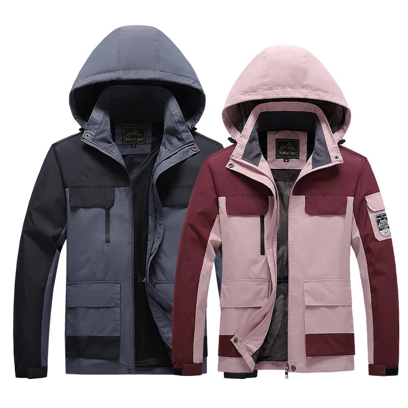 

Tooling jacket men's fattening plus size spring and autumn thin breathable waterproof windbreaker travel loose coat printable