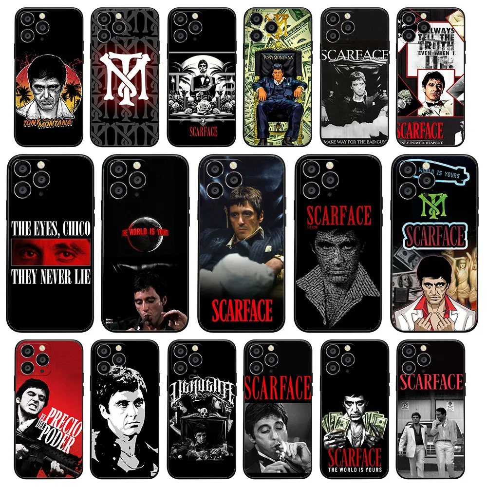 Черный чехол AU-23 Film Scarface для Samsung A55 A35 A24 A9 M21 M51 A10 A10S A31 A03 M10 M11 M20 Quantum 2