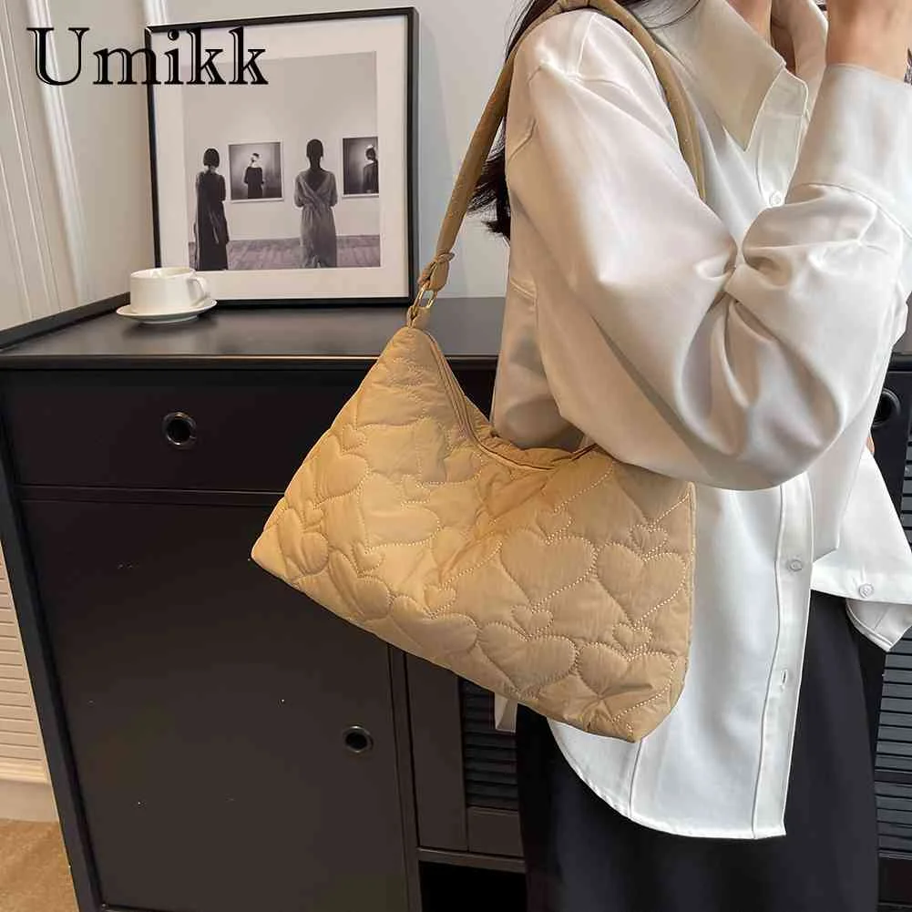 

Вместительная сумка через плечо, однотонная стеганая мягкая хлопковая легкая Повседневная стеганая сумка на молнии, однотонные женские сумки 2023