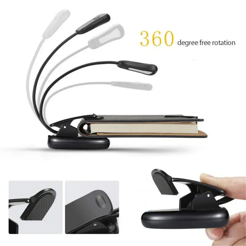 

LED Reading Lamp Dual Arms Flexible Book Sheet Music Stand Light Reading Light Student Dormitory Lights With Clip Dropshipping