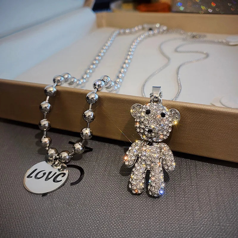 Подвеска Мишка Женская в стиле панк модное ожерелье для пар нишевая цепочка на