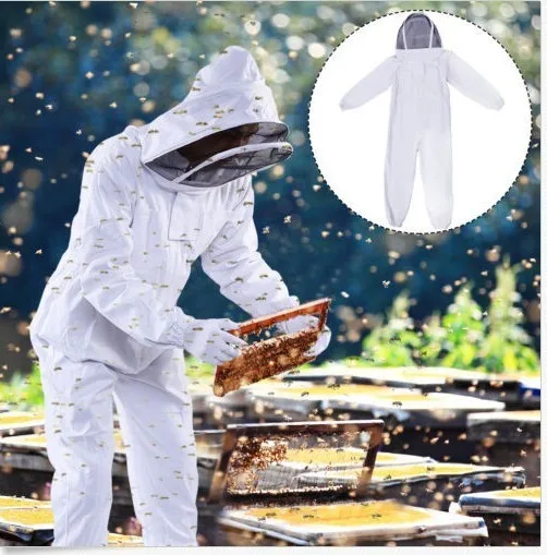 Cotton Full Body Beekeeping Clothing Veil Hood Hat Clothes Jacket Protective Beekeeping Beekeepers Suit Apicultura Equipment