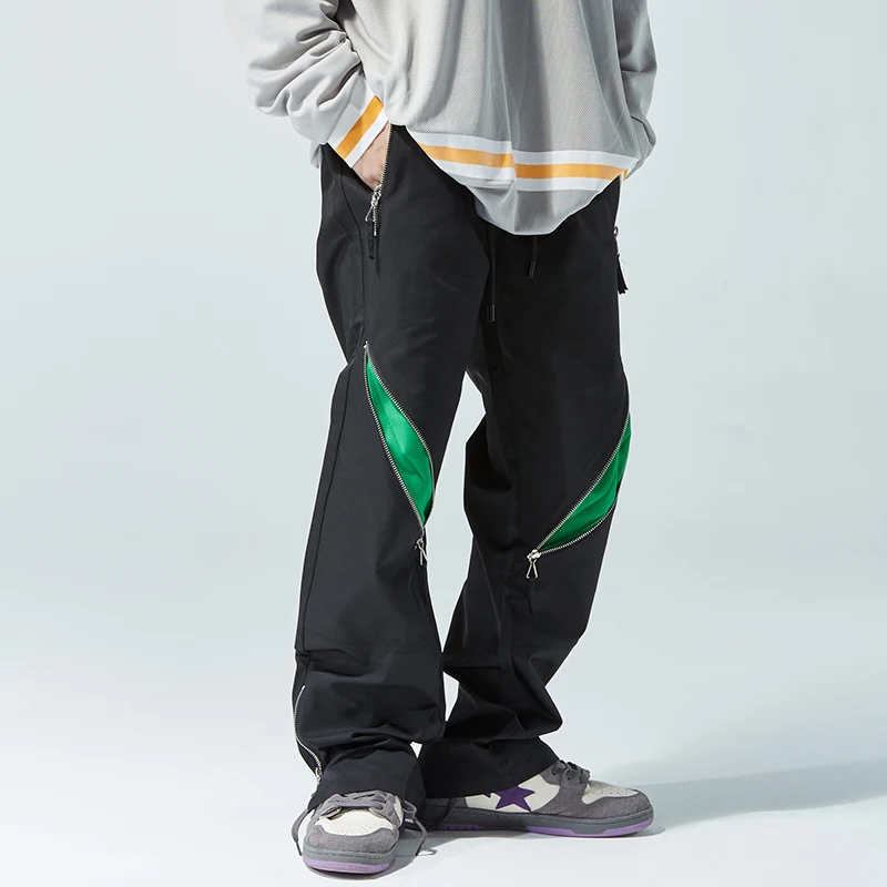 

Брюки мужские на молнии с эластичным поясом, повседневные штаны в стиле хип-хоп, Свободные тренировочные штаны в стиле Харадзюку, черные