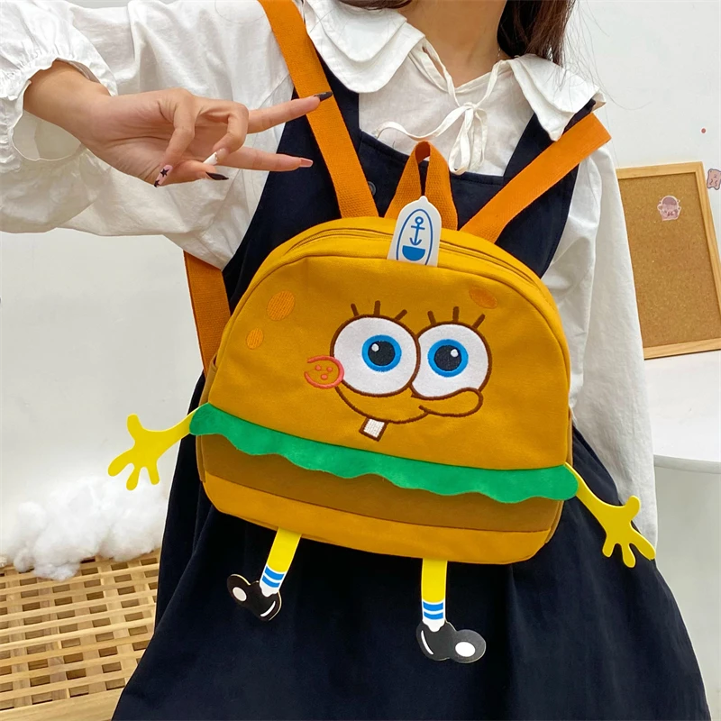 

New Anime Spongebob Squarepants Cute Cartoon Portable Canvas Leisure Travel Backpack Creative Backpack Kawaii Birthday Gift