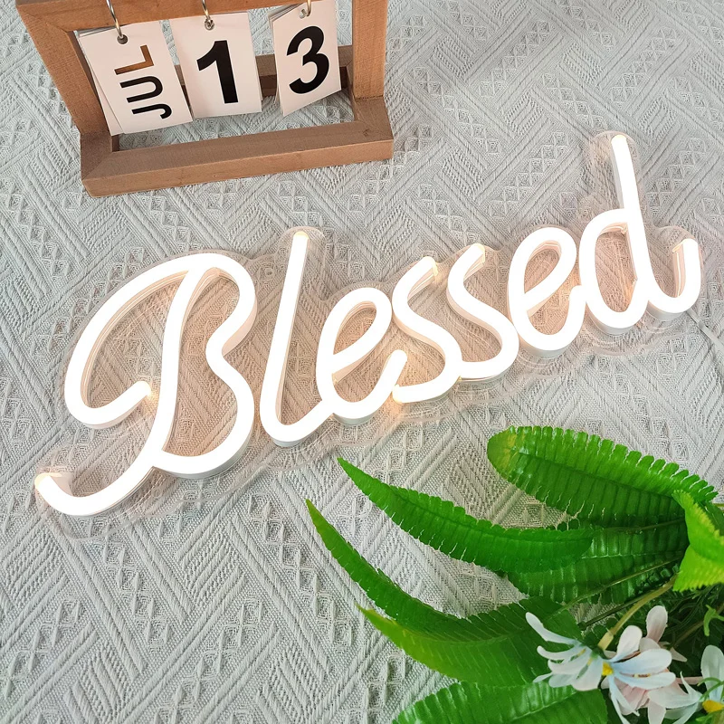 Custom Bless Neon Sign Wall Room Bedroom Livign Room Decor Birthday Holiday Bar Party Decor Neon Lamp Hanging Wall Night Light