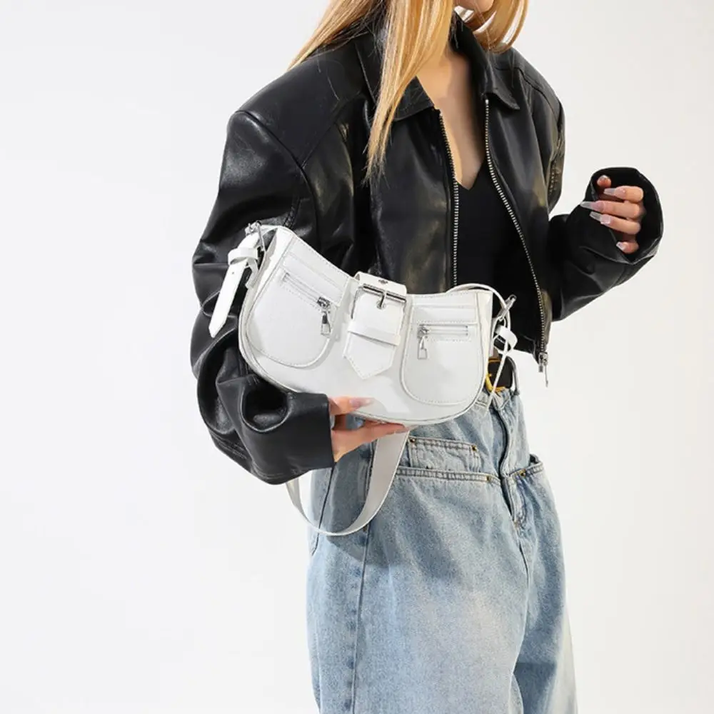 Темпераментная сумка через плечо Y2K с застежкой готическая кожаная на молнии