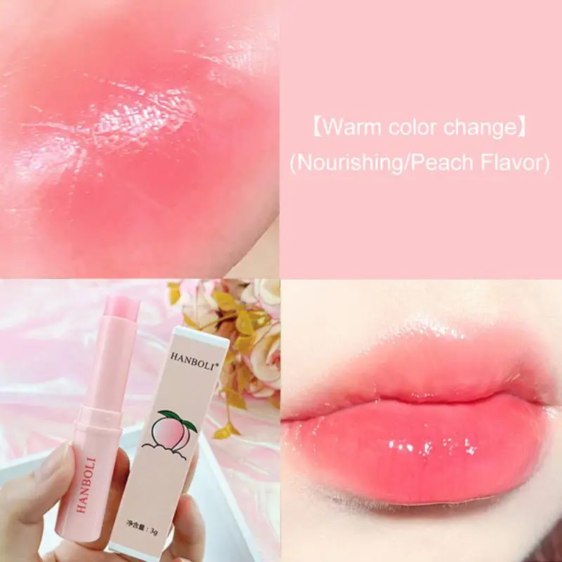 

Натуральный персиковый бальзам для губ, стойкая Увлажняющая губная помада, меняющая цвет от температуры, против сушки, Увлажняющая губная помада, макияж, корейская косметика