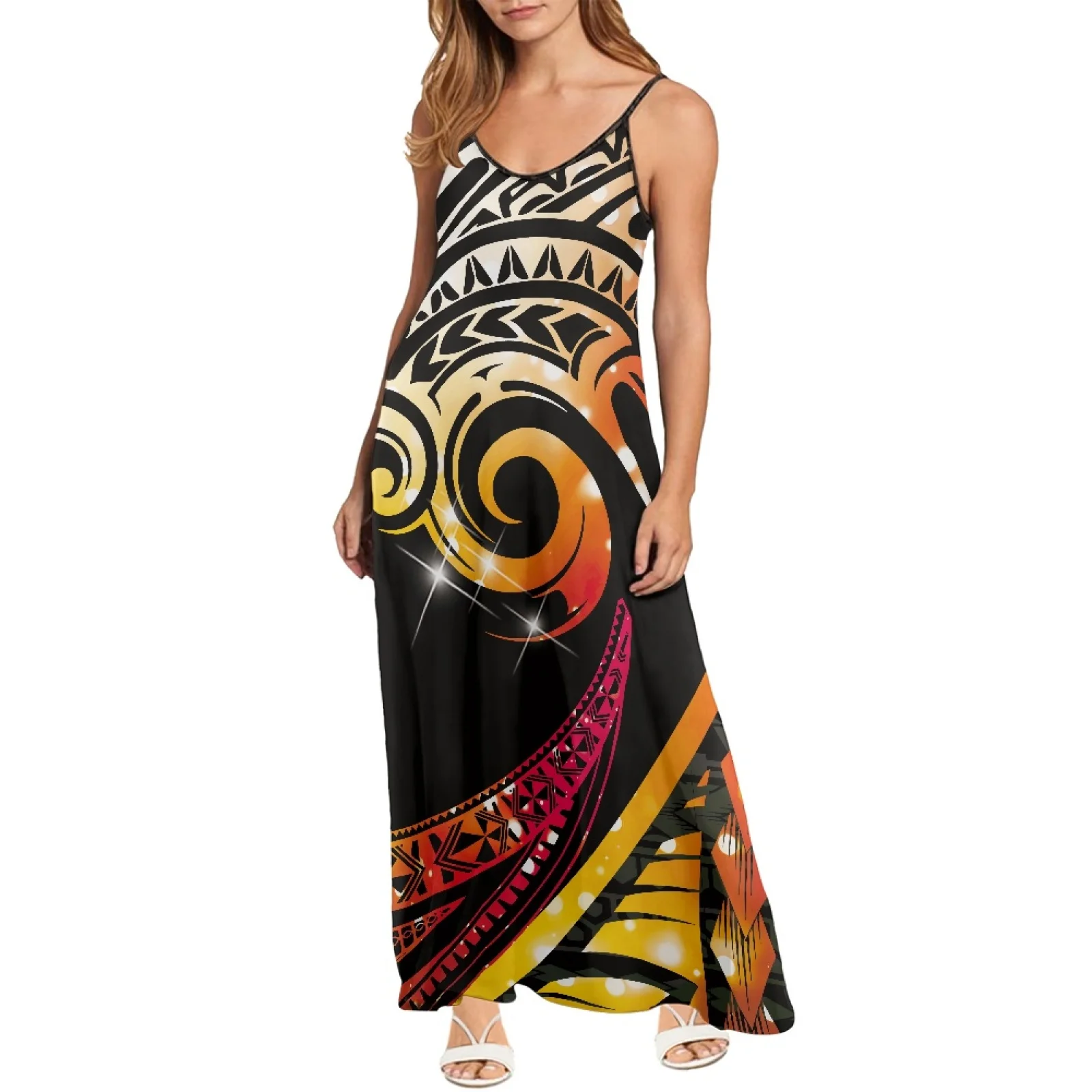 

Женское платье-макси без рукавов, с V-образным вырезом и глубоким вырезом