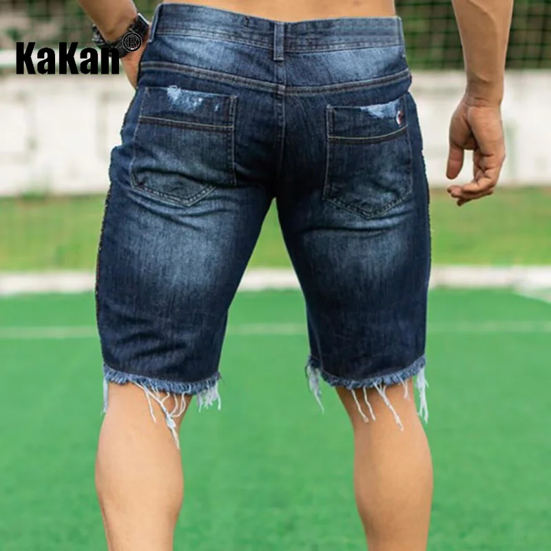 Kakan - European and American New Slim Fit Fashion Jeans Men's Wear, Brushed Blue Shorts Summer Jeans K01-3229