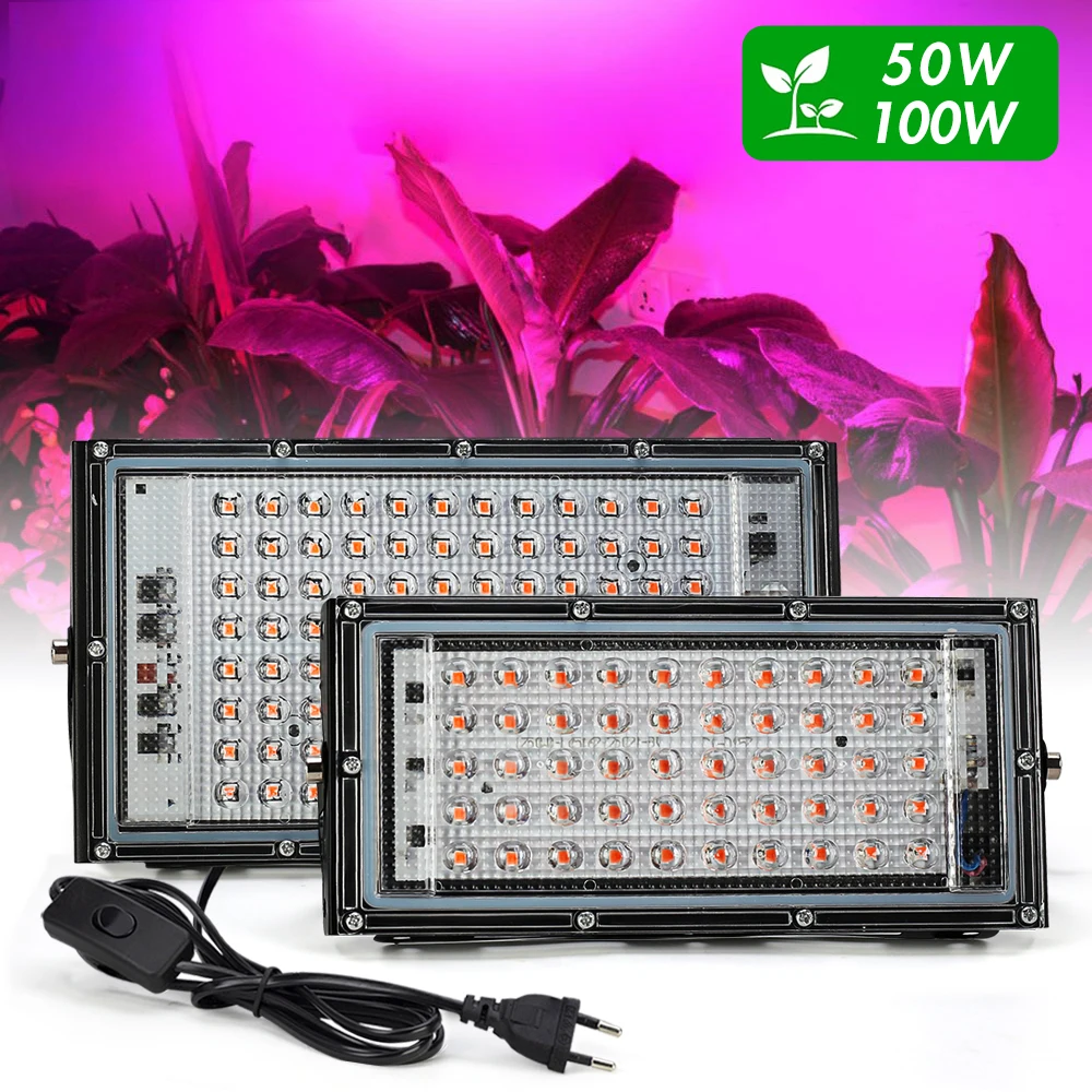 

LED Grow Light Full Spectrum Phyto Lamp 50/100W Phytolamp for Plants Seedlings Indoor Flower Home Tent Mars Hydroponics