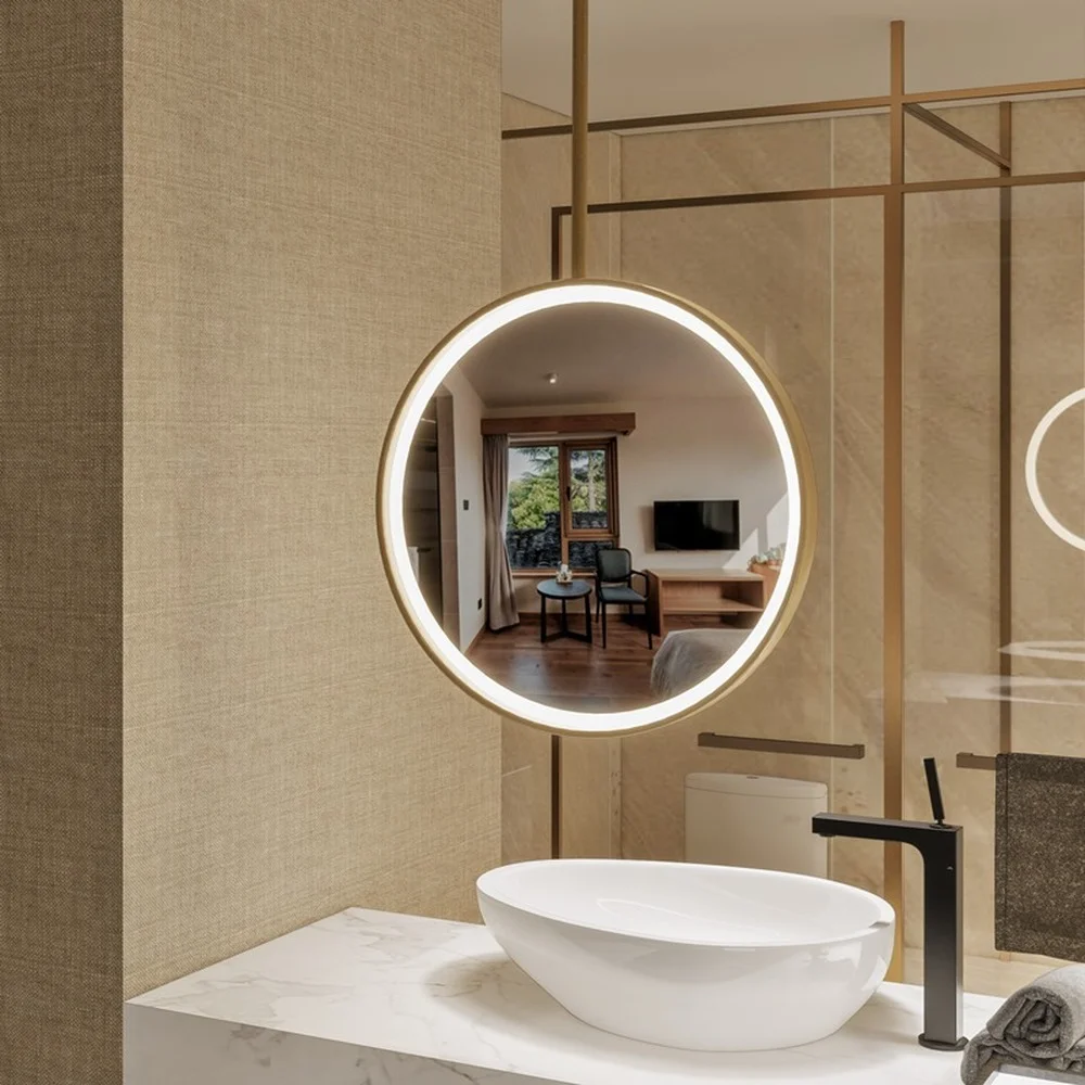 

Round Led Mirror Hanging Vanity Luminous Hairdressing Bathroom Mirror Light Makeup Espelhos De Banho Shower Mirror Toliet EB5JZ