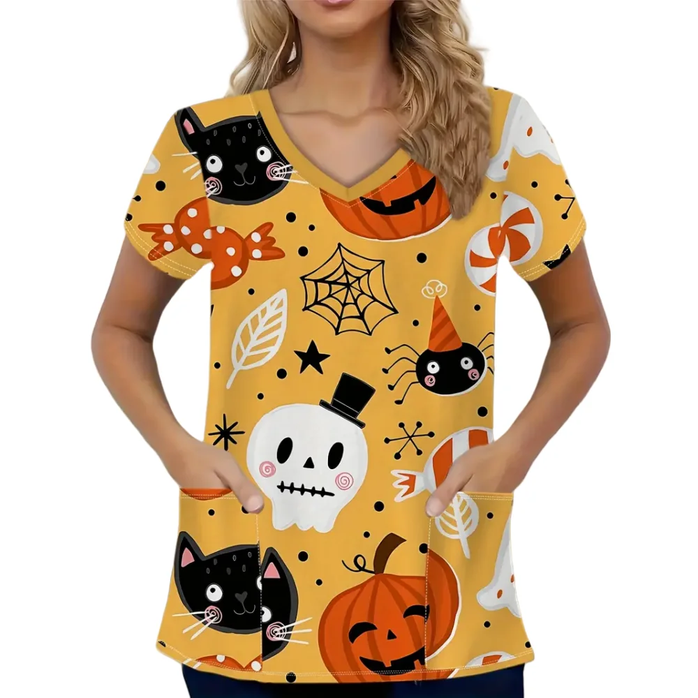 Униформа для Хэллоуина Женская медицинская с милым мультяшным принтом