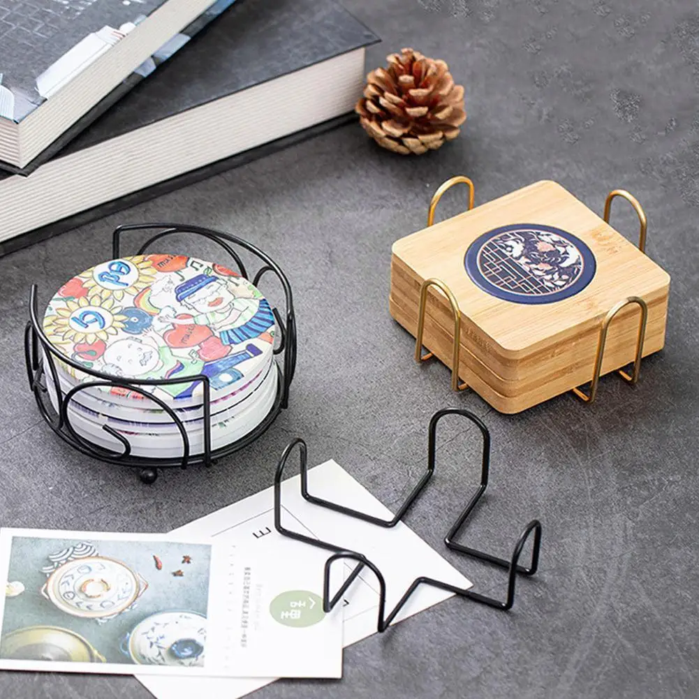 

Coaster Iron Rack Black Cup Mat Plate Frames Decorations For Home DIY Tableware Decoration Durable Tea Coffee Mug Drinks Ho S7Z8