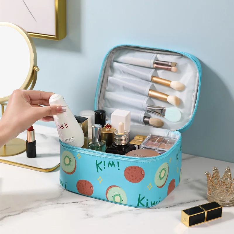 

Women Leather Cosmetic Bag Multifunction Travel Toiletry Storage Organize Portable Handbag Waterproof Female Makeup Wash Case