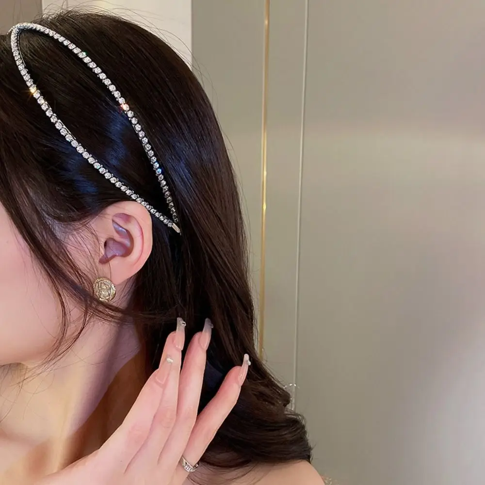 

Fashion Rhinestone X Shape Headbands Hair Accessories Women Baroque Hollow Cross Chain Hairband Boutique Hair Hoop