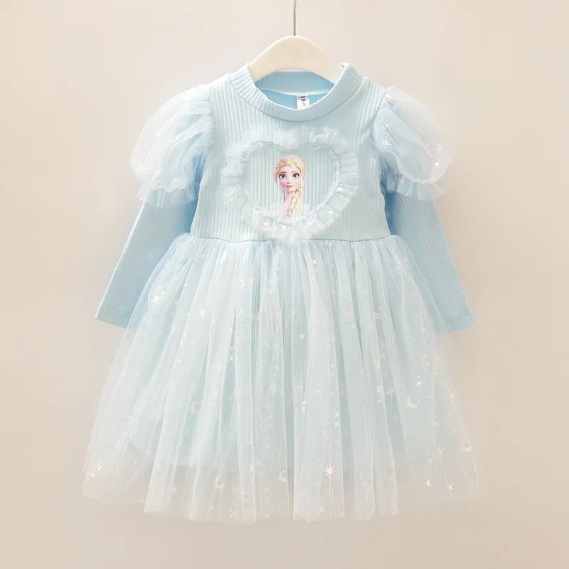 Disney Frozen Princess Elsa Dress Girls Party Vestidos Cosplay Girl Clothing Anna Snow Queen Print Birthday Dress Kids Costume