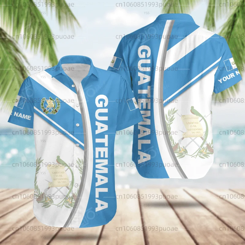 

2023 Summer Men's Short Sleeve Shirt Guatemala Hawaii Shirt 3d Printing Casual Fashion Custom Name Men's Short Sleeve Top