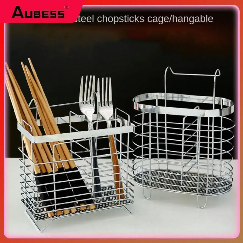 Tableware Tube Chopsticks Cage Metal Storage Basket Rack Household Spoon Fork Chopsticks Organizer Kitchen Accessories Draining