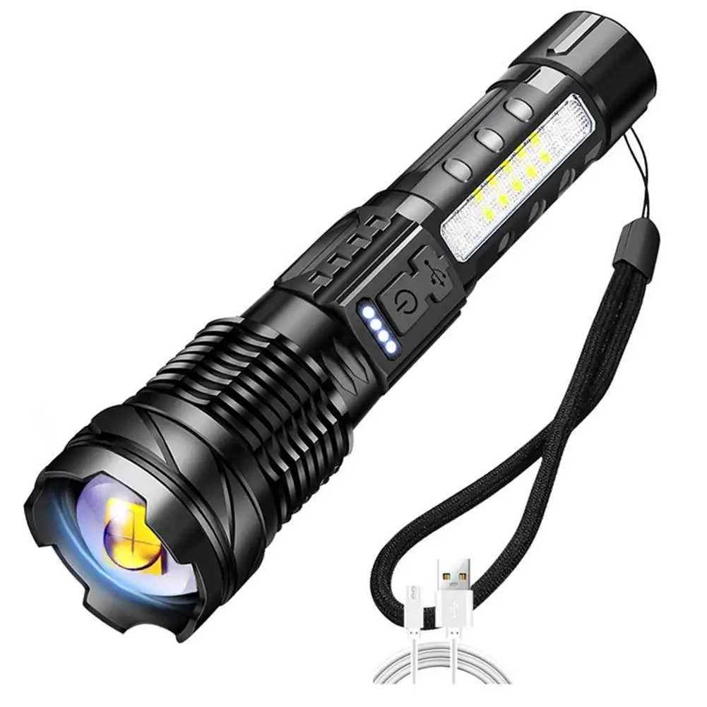 

Led Flashlights Usb Rechargeable Outdoor Lighting Cob Work Light Emergency Spotlights With Tail Rope