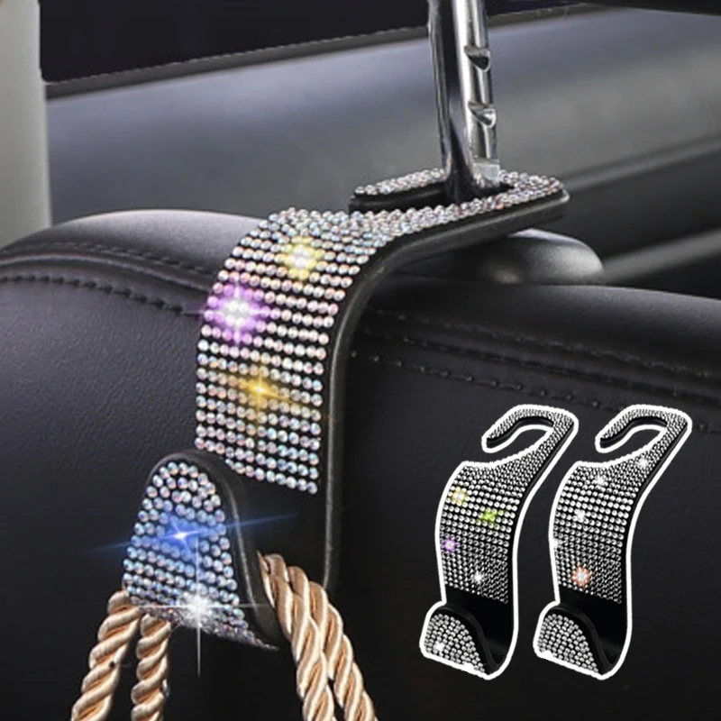 

Universal Car Rhinestone Seat Back Hook Headrest Mount Storage Holder Hanging Diamond Bling Decoration Car Interior Accessories
