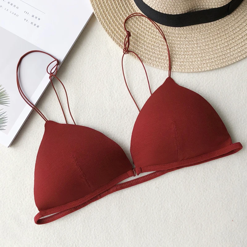 Women Sexy Front Buckle Seamless Bra For French Style Bralette Deep V Triangle Cup Bralette Push Up Underwear Wireless Lingerie