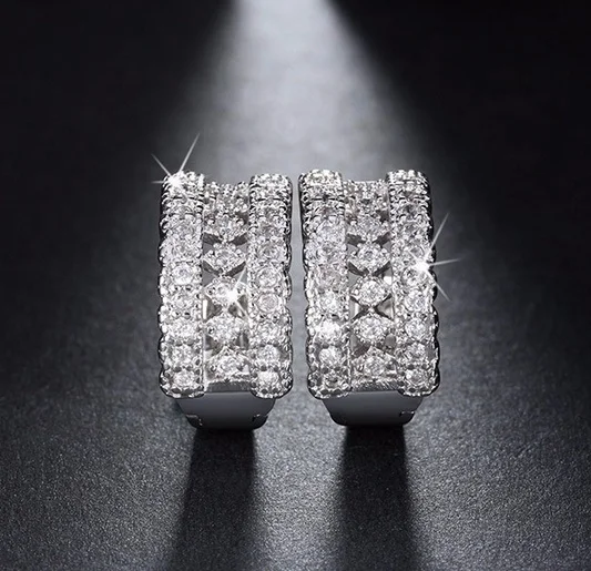 

ANGLANG Fashion Women Drop Dangle Huggie Hoop Earrings Micro Paved CZ Anniversary Birthday Fine Gift Daily Accessory